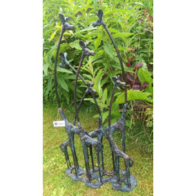 Giraffe Family Sculpture Ornament with an Aged Bronze Finish
