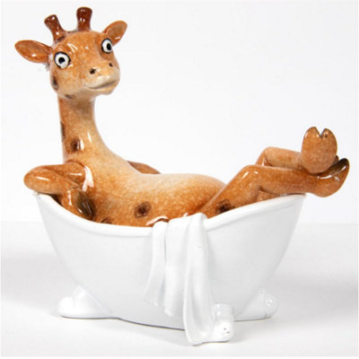 Giraffe in Bath Tub ornament bathroom decoration novelty animal