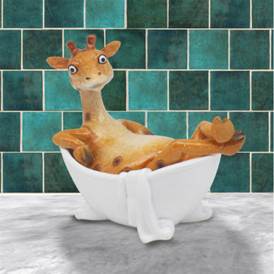Giraffe in Bath Tub ornament bathroom decoration novelty animal
