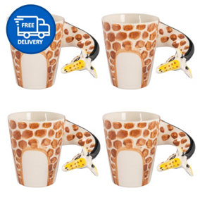 Giraffe Mugs Set Coffee & Tea Cup Pack of 4 by Laeto House & Home - INCLUDING FREE DELIVERY