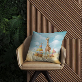 Giraffe On A Beach Holiday Outdoor Cushion 60cm x 60cm