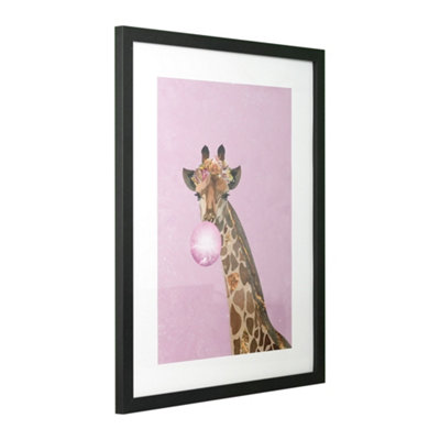 Giraffe Pink Bubble Gum - Sarah Manovski - 40 x 50cm Framed Print