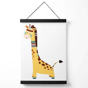 Giraffe Tribal Animal Medium Poster with Black Hanger