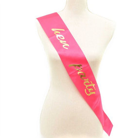 Girl's Hen Party Pink Gold Sash Night Out Bridal Shower Wedding Party Dress, One Size