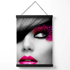 Girl with Pink Lips Fashion Photo Medium Poster with Black Hanger