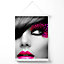 Girl with Pink Lips Fashion Photo Poster with Hanger / 33cm / White