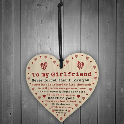 Girlfriend Gift For Anniversary Valentines Day Wood Heart Soulmate