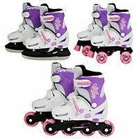 Girls Pink 3in1 Adjustable Roller Blades Inline Quad Skates Ice Skating Medium 13-3 (31-34 EU)