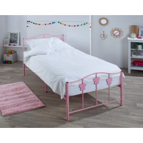 Girls Pink Single Bed and Free Quality Mattress Strong Sturdy Kids Bedroom Furniture