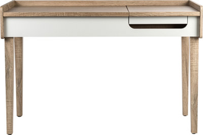 Giru Desk in Sonoma Oak effect and white accents and sliding shelf/desktop section
