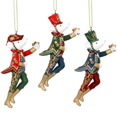 Gisela Graham Christmas set of 3 soldier mice resin Christmas tree ...