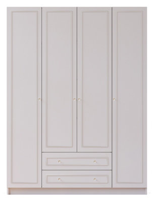 GISELLE 4 Door 2 Drawer White Wardrobe