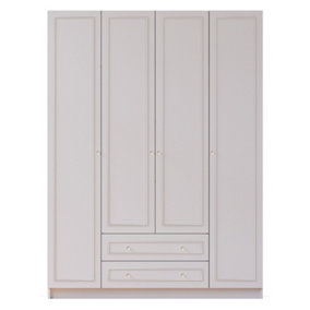 GISELLE 4 Door 2 Drawer White Wardrobe