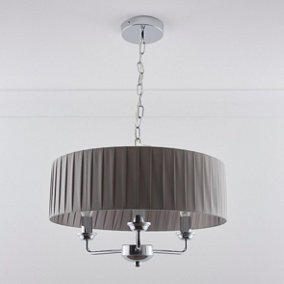 Giulia 3 Light Chrome Chandelier and Grey Shade