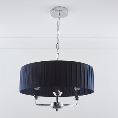 Giulia 3 Light Chrome Chandelier and Navy Shade