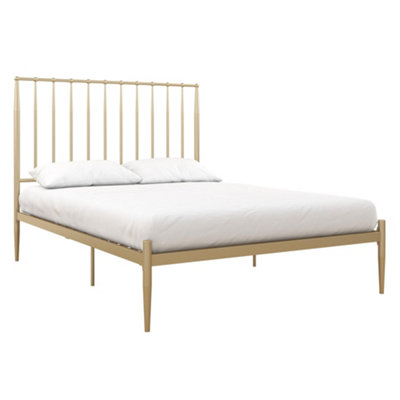Giulia modern metal bed in gold, king