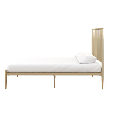Giulia modern metal bed in gold look, double
