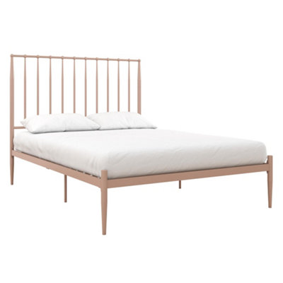 Giulia modern metal bed in millennial pink, double