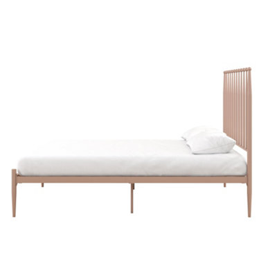 Giulia modern metal bed in millennial pink, double