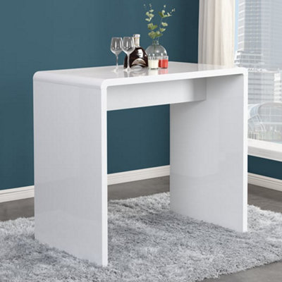 Glacier High Gloss Bar Table Rectangular In White | DIY at B&Q