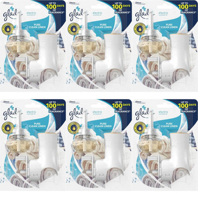 Glade pure clean linen Electric Scented Oil Holder & Refill 20 ml (7554). (Pack of 6)