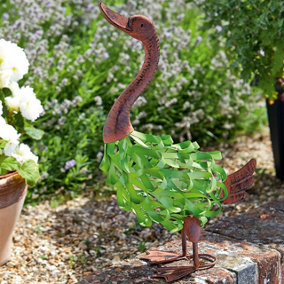 Gladys Goose Metal Garden Ornament - Hand Crafted Freestanding Weather-Resistant Colourful Outdoor Decoration - Measures H54cm