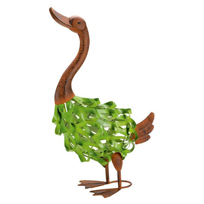 Gladys Goose Metal Garden Ornament - Hand Crafted Freestanding Weather-Resistant Colourful Outdoor Decoration - Measures H54cm