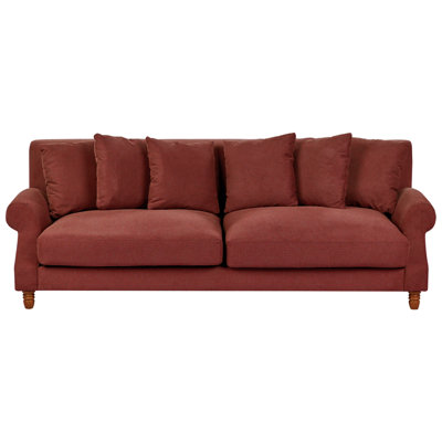 Glam 3 Seater Fabric Sofa Red EIKE