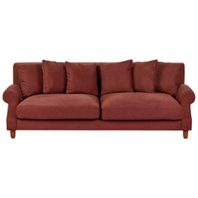 Glam 3 Seater Fabric Sofa Red EIKE