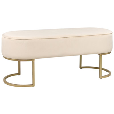 Glam Velvet Bench Cream with Gold MILRY