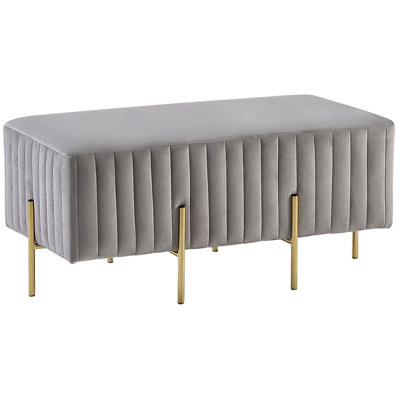 Glam Velvet Bench Grey with Gold DAYTON