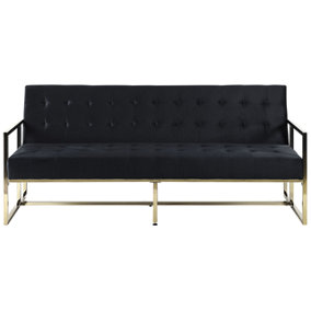 Glam Velvet Sofa Bed Black MARSTAL