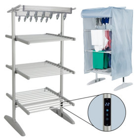 GlamHaus Digital Electric Clothes Airer Heated Drying Rack- 4-Tier Extendable Dryer With Cover 300w