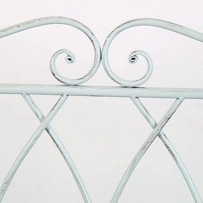 GlamHaus Garden Bench Seat Patio Furniture - Foldable Design - Shabby Chic Handmade - Antique Blue (Pavia)