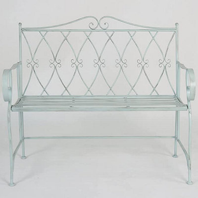 GlamHaus Garden Bench Seat Patio Furniture - Foldable Design - Shabby Chic Handmade - Antique Blue (Pavia) - 4