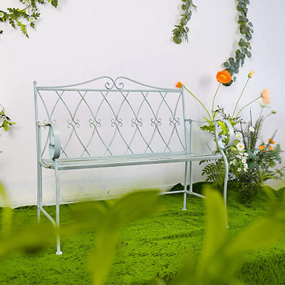 GlamHaus Garden Bench Seat Patio Furniture - Foldable Design - Shabby Chic Handmade - Antique Blue (Pavia) - 6