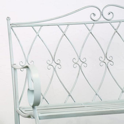 GlamHaus Garden Bench Seat Patio Furniture - Foldable Design - Shabby Chic Handmade - Antique Blue (Pavia) - 7