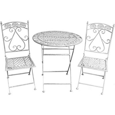 GlamHaus Garden Bistro Set 3 Piece Outdoor Metal Foldable Patio Balcony
