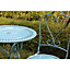 GlamHaus Garden Bistro Set 3 Piece Outdoor Metal Foldable Patio Balcony Furniture - Seychelles Blue
