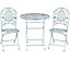 GlamHaus Garden Bistro Set 3 Piece Outdoor Metal Foldable Patio Balcony Furniture Shabby Chic - Turin Antique Blue