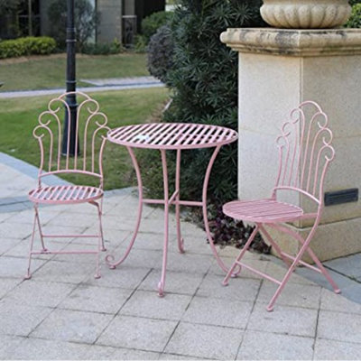 Pink metal deals bistro set