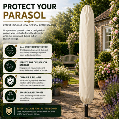 GlamHaus Garden Parasol Table Umbrella 2.7M with Crank Handle UV40 ...