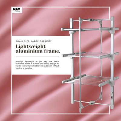 GlamHaus Heated Clothes Airer Dryer Rack Aluminium with Cover