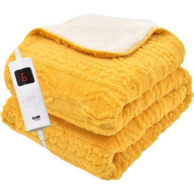 Glamhaus Luxury Sherpa Fleece Fitted Electric Blanket - Glamhaus