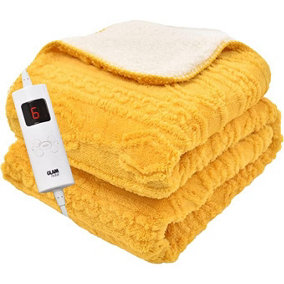 GlamHaus Heated Electric Throw Blanket - Luxurious & Soft Design - 9 Temperature Settings & 9-Hour Timer