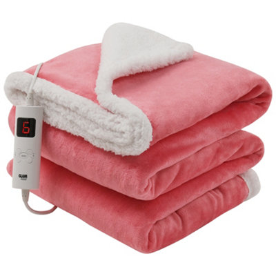 GlamHaus Heated Throw Electric Blanket 6 Heat and 9 Timer Auto Shut Off -  Digital Control - Machine Washable - Dark Pink | DIY at Bu0026Q
