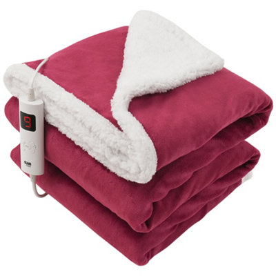 GlamHaus Heated Throw Electric Blanket 6 Heat And 9 Timer Auto Shut Off ...