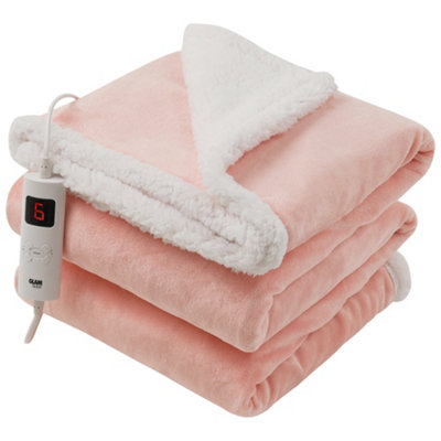 GlamHaus Heated Throw Electric Blanket 6 Heat and 9 Timer Auto Shut Off -  Digital Control - Machine Washable - Light Pink | DIY at Bu0026Q