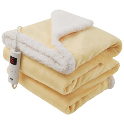 GlamHaus Heated Throw Electric Blanket 6 Heat and 9 Timer Auto Shut Off -  Digital Control - Machine Washable - Yellow | DIY at Bu0026Q