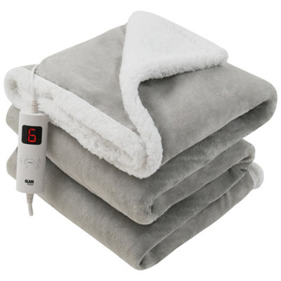 GlamHaus Heated Throw Electric Fleece Over Blanket 6 Heat and 9 Timer Auto  Shut Off - Digital Control - Machine Washable | DIY at Bu0026Q